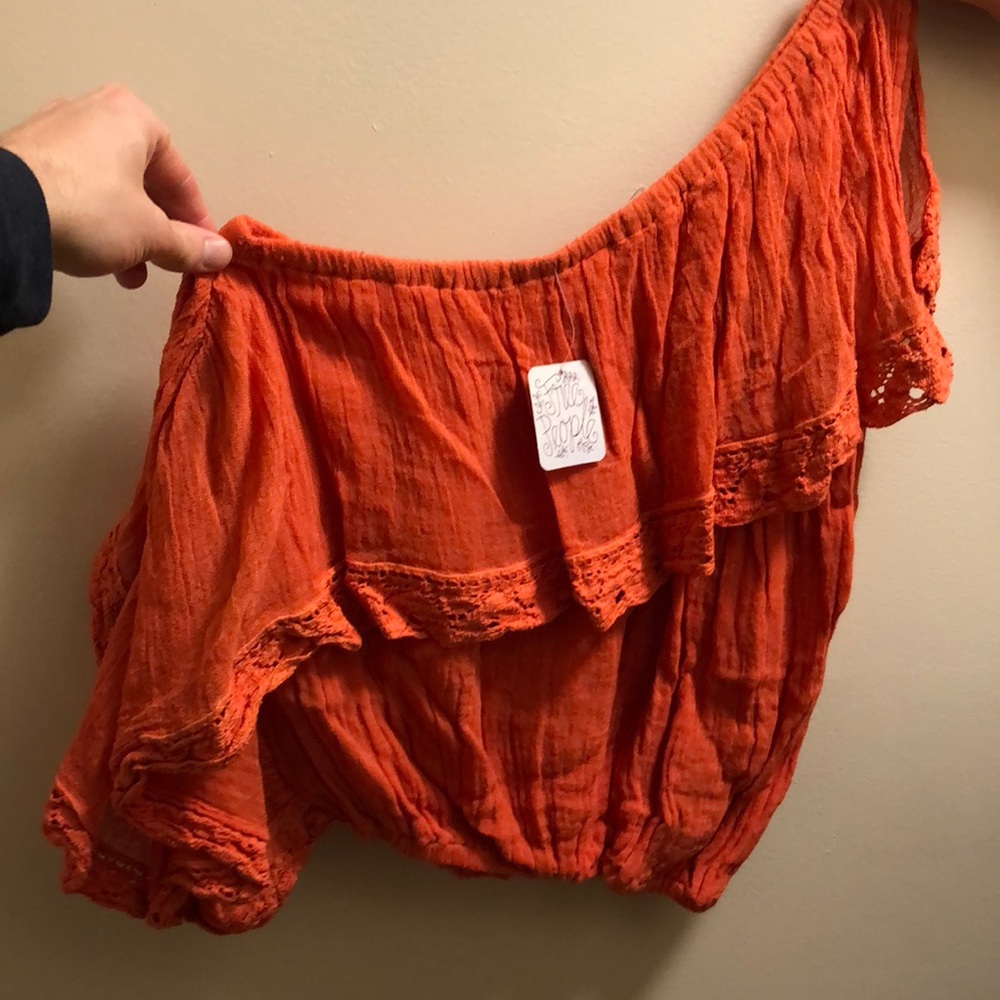 Free People One Shoulder Blouse w/ Cinched Waist